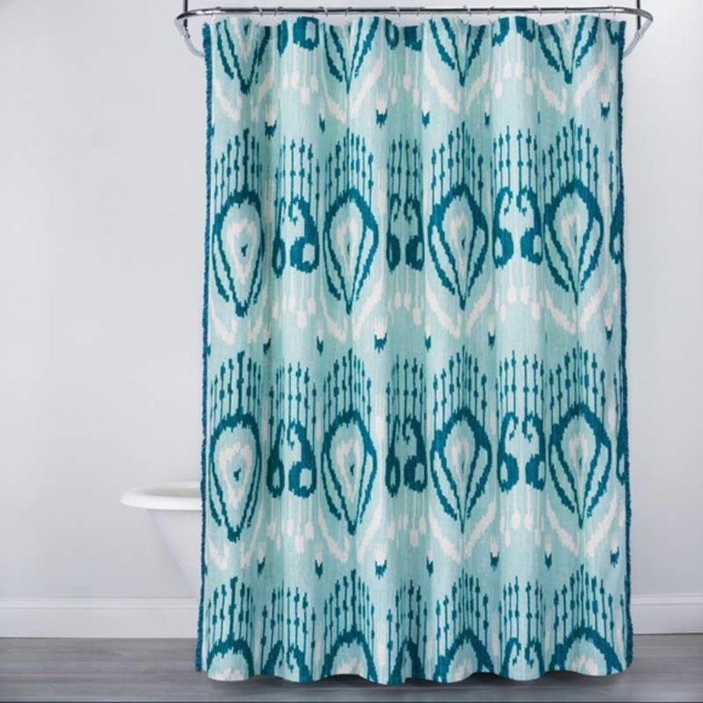 Target Opalhouse Teal Turquoise Aztec Fringe Shower Curtain Geo